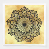 Zwarte Mandala op zachte gouden achtergrond Servet (Voorkant)