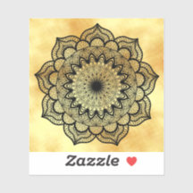 Zwarte Mandala op zachte gouden achtergrond