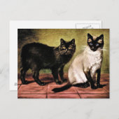 Zwarte Mank en Royal Siamese Cat Briefkaart (Voorkant / Achterkant)
