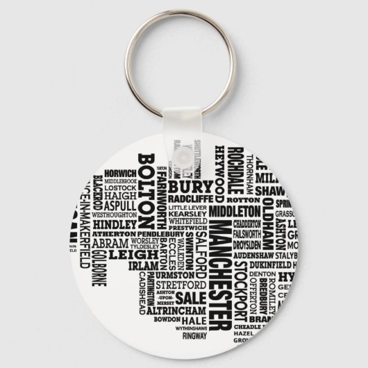 Zwarte map van Greater Manchester Sleutelhanger (Voorkant)