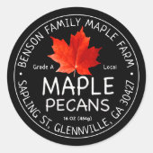 Zwarte Maple Pecans Label met Rode Suiker Maple Le (Voorkant)