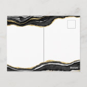 Zwarte marmer Agate Gold Glitter Elegant Wedding Briefkaart (Achterkant)