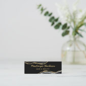 Zwarte marmer Agate Gold Glitter Mini Visitekaartje (Staand voorkant)