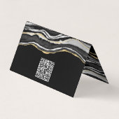 Zwarte marmer Agate Gold Glitter QR-code Visitekaartjes (Achterkant)
