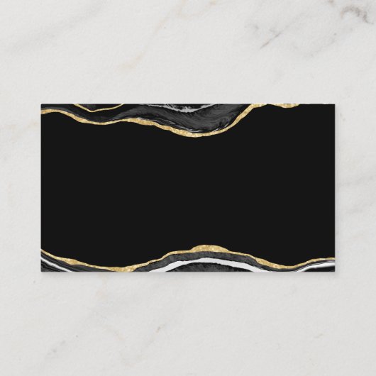 Zwarte marmer Agate Gold Glitter Weddenschap Websi Informatiekaartje (Achterkant)