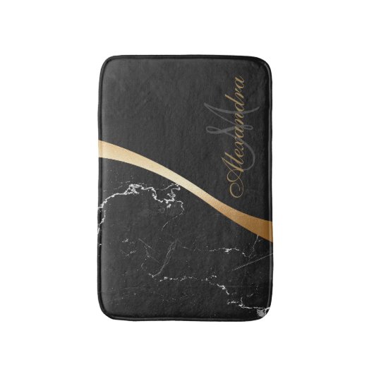 Zwarte marmer badmat (Voorkant Verticaal)