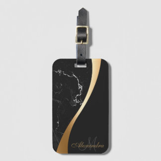 Zwarte marmer bagagelabel