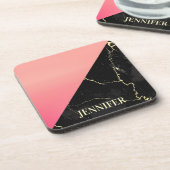 Zwarte marmer bier onderzetter (Linkerzijde)