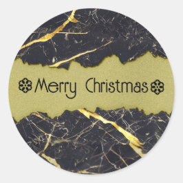 Zwarte marmer en Faux Gold Ronde Sticker