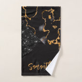 Zwarte marmer en glitter bad handdoek (Handdoek)
