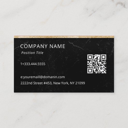 Zwarte marmer en Gold Glitter Visitekaartje (Achterkant)