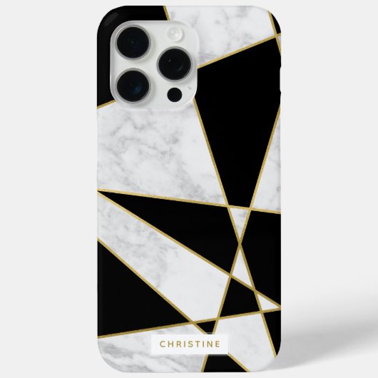 Zwarte marmer en gouden textuur Case-Mate iPhone case (Achterkant)