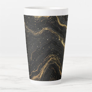 Zwarte Marmer Gouden Aders Luxe Abstract Latte Mok