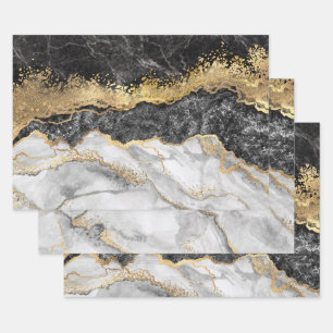 Zwarte marmer met Gold Inpakpapier Vel