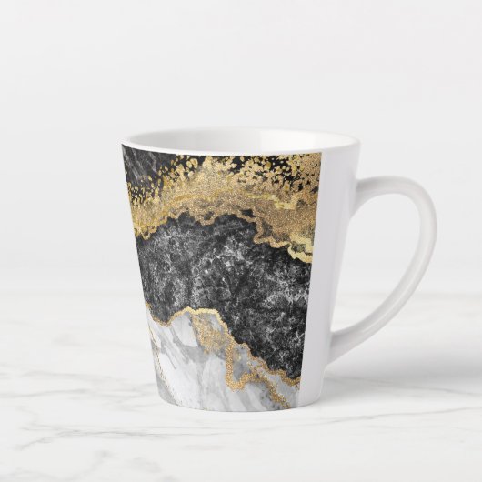 Zwarte marmer met Gold  Latte Mok (Rechts)