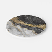 Zwarte marmer met Gold  Papieren Bordje (Gekanteld)