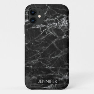 Zwarte marmer met grijze racks iPhone 11 hoesje