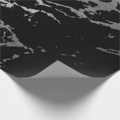 Zwarte marmer Silver Shiny Deep Gray Shadows Cadeaupapier (Hoek)