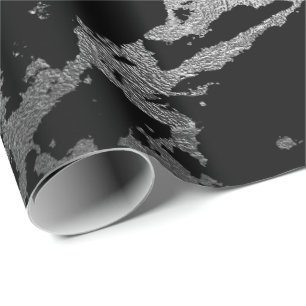 Zwarte marmer Silver Shiny Deep Gray Shadows Cadeaupapier