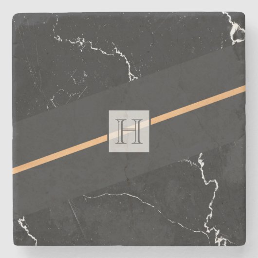 Zwarte marmer stenen onderzetter (Voorkant)