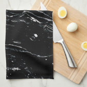 Zwarte marmer theedoek (Quarter Fold)