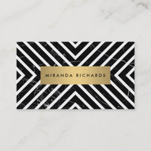 Zwarte marmer Witte stripes II Visitekaartje