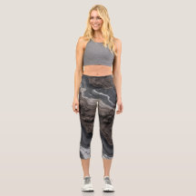 Zwarte Marmeren Abstracte Leggings – yogabroek