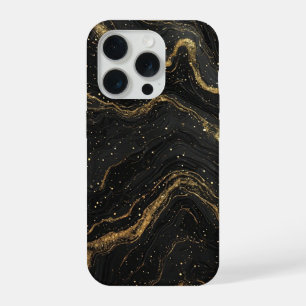 Zwarte Marmeren Elegantie ✨ Luxe Goud Ader Abstrac iPhone 15 Pro Hoesje