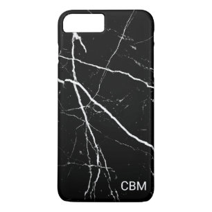 Zwarte Marmeren Monogram iPhone 8 Plus / 7 Plus Hoesje