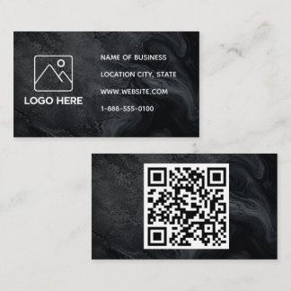 Zwarte marmeren visitekaartje met QR-code