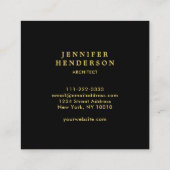 Zwarte marmergoudprofessional vierkante visitekaartje (Achterkant)
