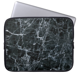 Zwarte marmertextuur laptop sleeve