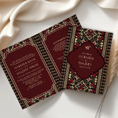 Zwarte Maroon Rode Ikat All in One Sikh Huwelijk