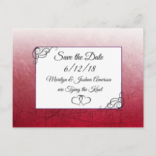 Zwarte maroon Wedding Save the Date Briefkaart