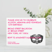 ZWARTE MASKPARTIJINVITATIE KAART (Staand voorkant)