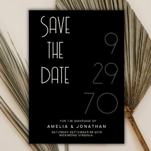 Zwarte matte eenvoudige minimale trouw save the da date