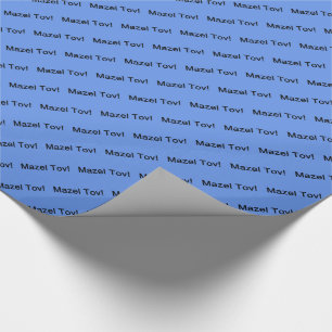 Zwarte Mazel Tov! (Gefeliciteerd)/Korenbloemblauw Cadeaupapier