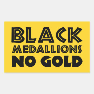ZWARTE MEDALLIES NIET GOLD RECHTHOEKIGE STICKER