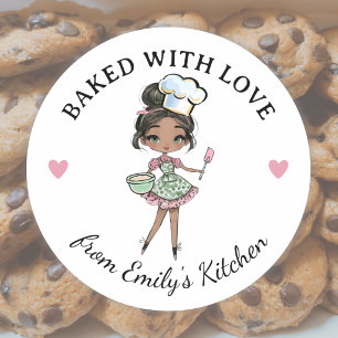 Zwarte Meisje Baker Chef Ronde Sticker