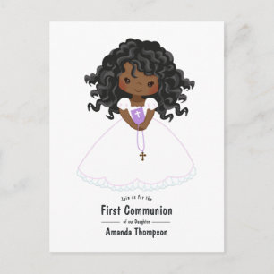 Zwarte meisje eerste heilige communie briefkaart