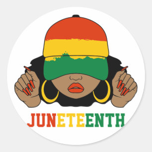 Zwarte-meisje Juneteenth Black History maand Ronde Sticker