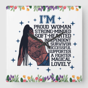 Zwarte meisje magie, melanine poppin, zus, bruine  vierkante klok