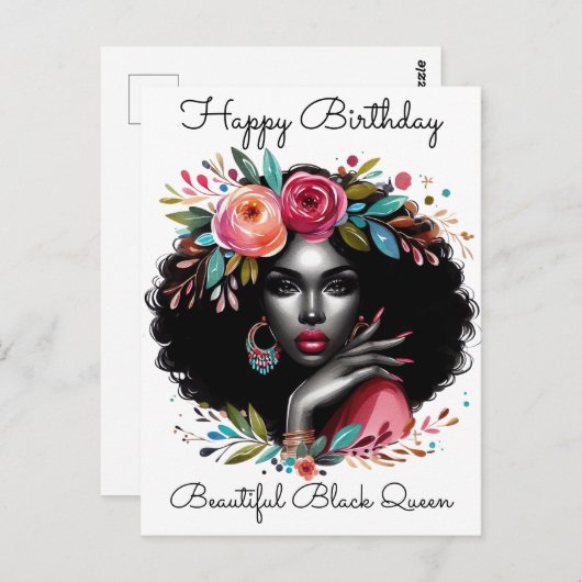 Zwarte Meisje Magie Verjaardag Zus Melanine Vrouw Briefkaart (Voorkant / Achterkant)