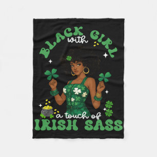 Zwarte Meisje Met Ierse S St. Patrick's Dag Ierse Fleece Deken