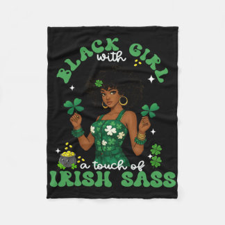 Zwarte Meisje Met Ierse S St. Patrick's Dag Ierse Fleece Deken
