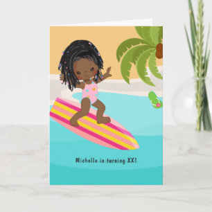 Zwarte Meisje Zomer Strand Verjaardagsfeestje Foto