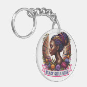 Zwarte meisjes lezen Logo Sleutelhanger (Voorkant Links)