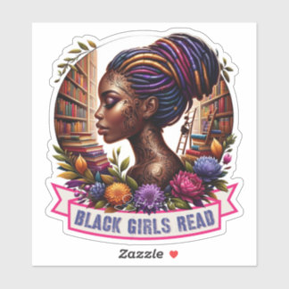 Zwarte meisjes lezen Logo Sticker