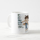 Zwarte meisjes schaatsen met Kerstmis Koffiemok (Voorkant links)