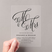Zwarte meneer en mevrouw Rustic Calligraphy Trouwe Acryl Uitnodigingen (Insitu (Draagbaar))